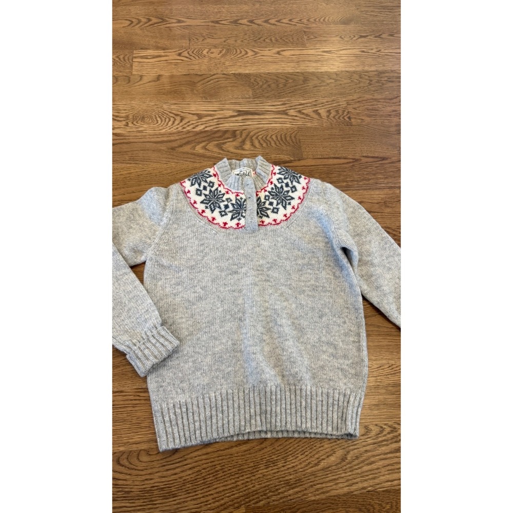 Woolrich Fair Isle Wool Sweater Women Small Pullover Button Collar Classic